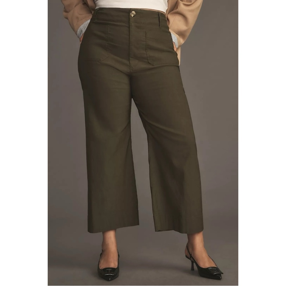 Maeve Size 34P Colette Magic Fabric Crop Wide-Leg Pants Green Anthropologie